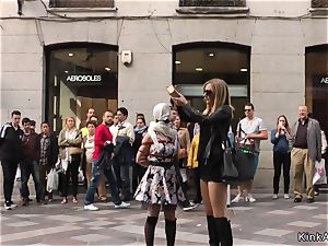 slender Spanish mega-bitch assfuck torn up in public