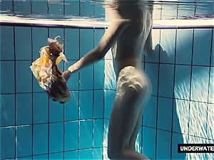 super-hot big jugged teenage Lera swimming in the pool